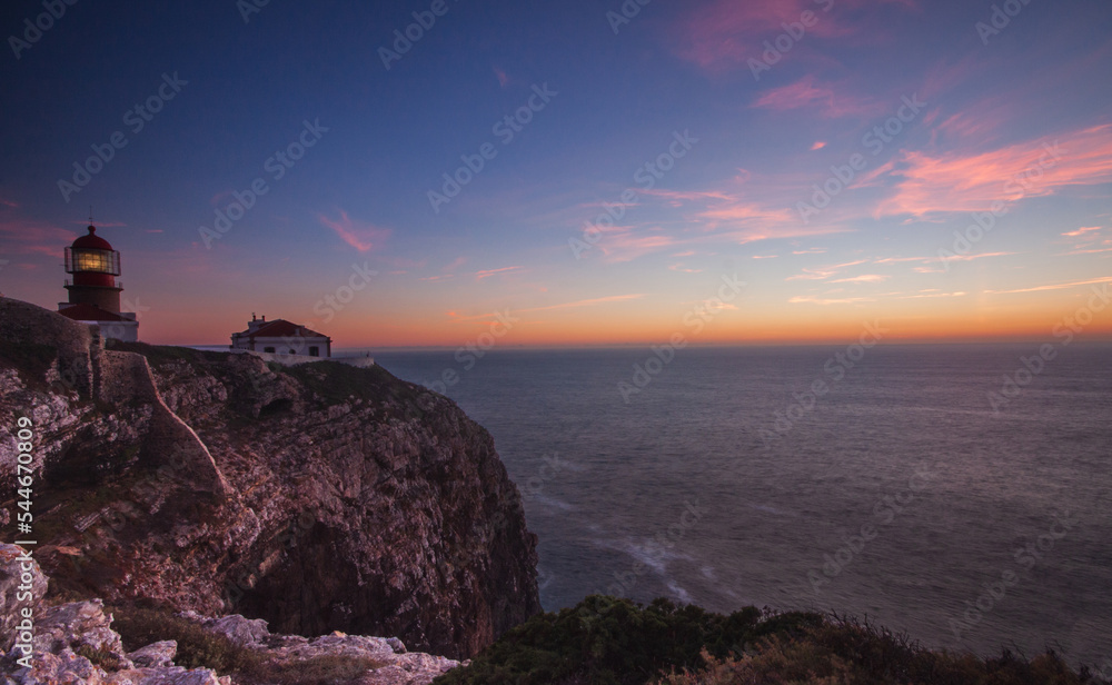 Cabo de Sao Vincente lighthouse at sunset