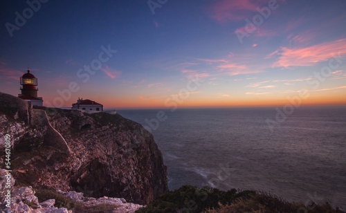 Cabo de Sao Vincente lighthouse at sunset