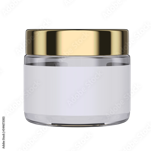 glass jar 3D mockup with a gold lid 