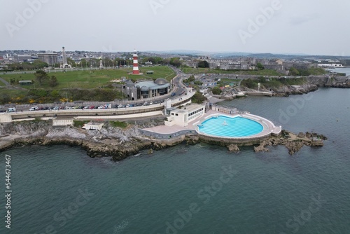Plymouth Lido 2022 after refurb Devon UK drone aerial view .. photo