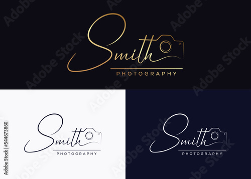 smith signature camera icon photography logo template.