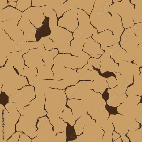 Cracked wall pattern. Seamless print of land surface damage, ground decay silhouette decorative endless background. Vector texture of pattern land seamless illustration