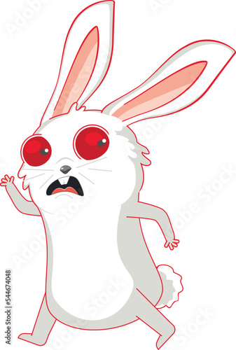 White rabbit running away