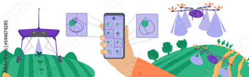 Smart farming with agricultural app controlling the process.