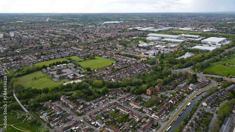 Enfield Lock North London UK  Aerial drone.