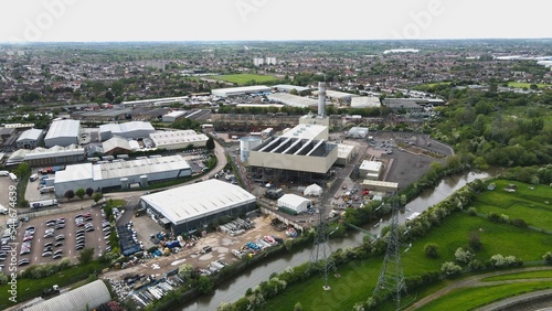 Enfield Power station, Brimsdown, UK Aerial drone