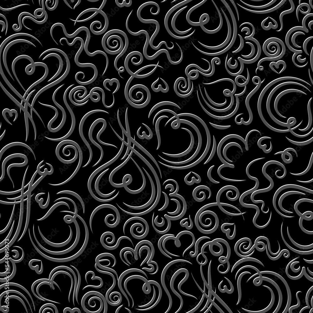 elegant vector seamless wallpaper with contour pattern of hearts and swirls. abstract background pattern elegant vector seamless wallpaper with contour pattern of hearts and swirls. abstract background pattern