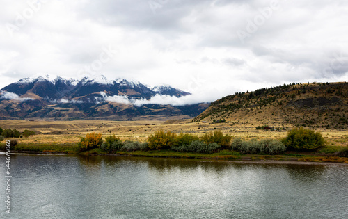 Cloudy Day scenic at Yellowstone River in Montana, United States