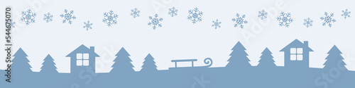 bright christmas village winter border snowy landscape