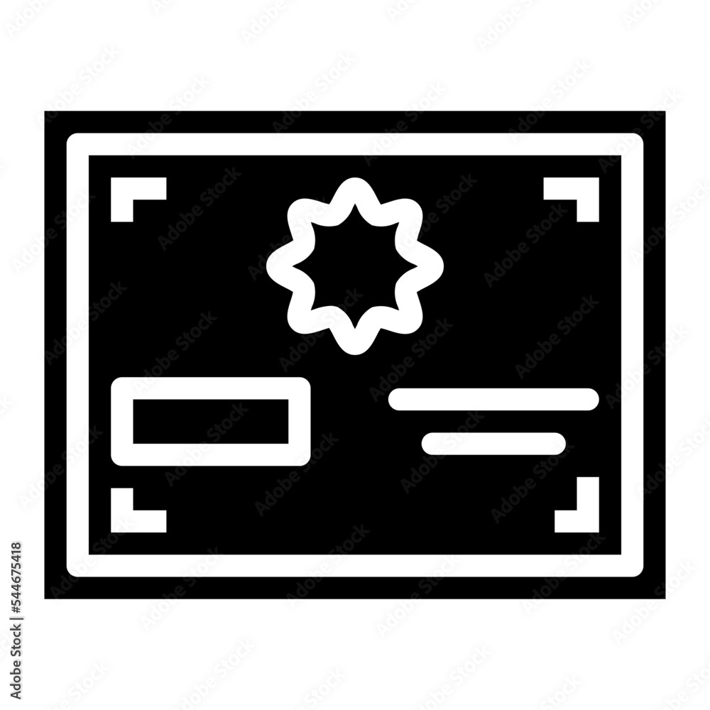 Certificate glyph icon style Certificate glyph icon style