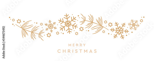 Obraz na płótnie merry christmas greeting card with snowflake fir branches border