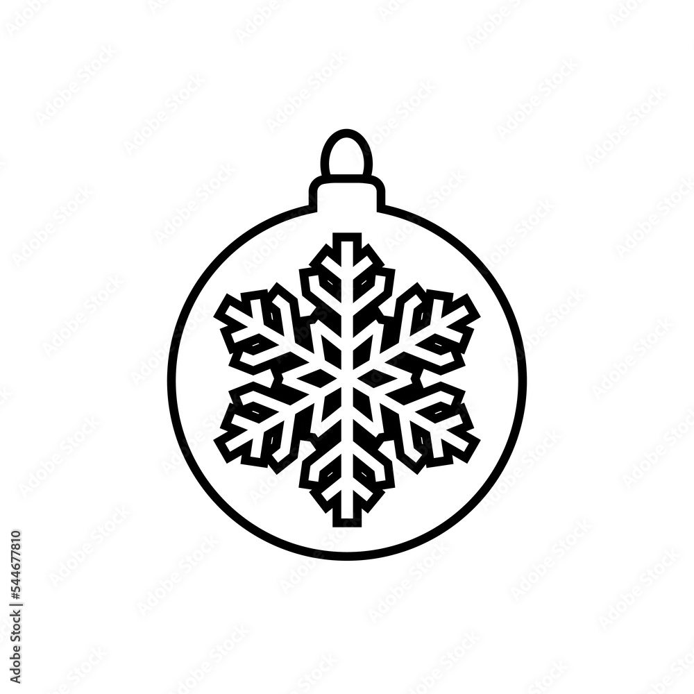Christmas bulb line icon. Christmas tree ball or bulble decorated with snowflake. Vector Illustration Christmas bulb line icon. Christmas tree ball or bulble decorated with snowflake. Vector Illustration