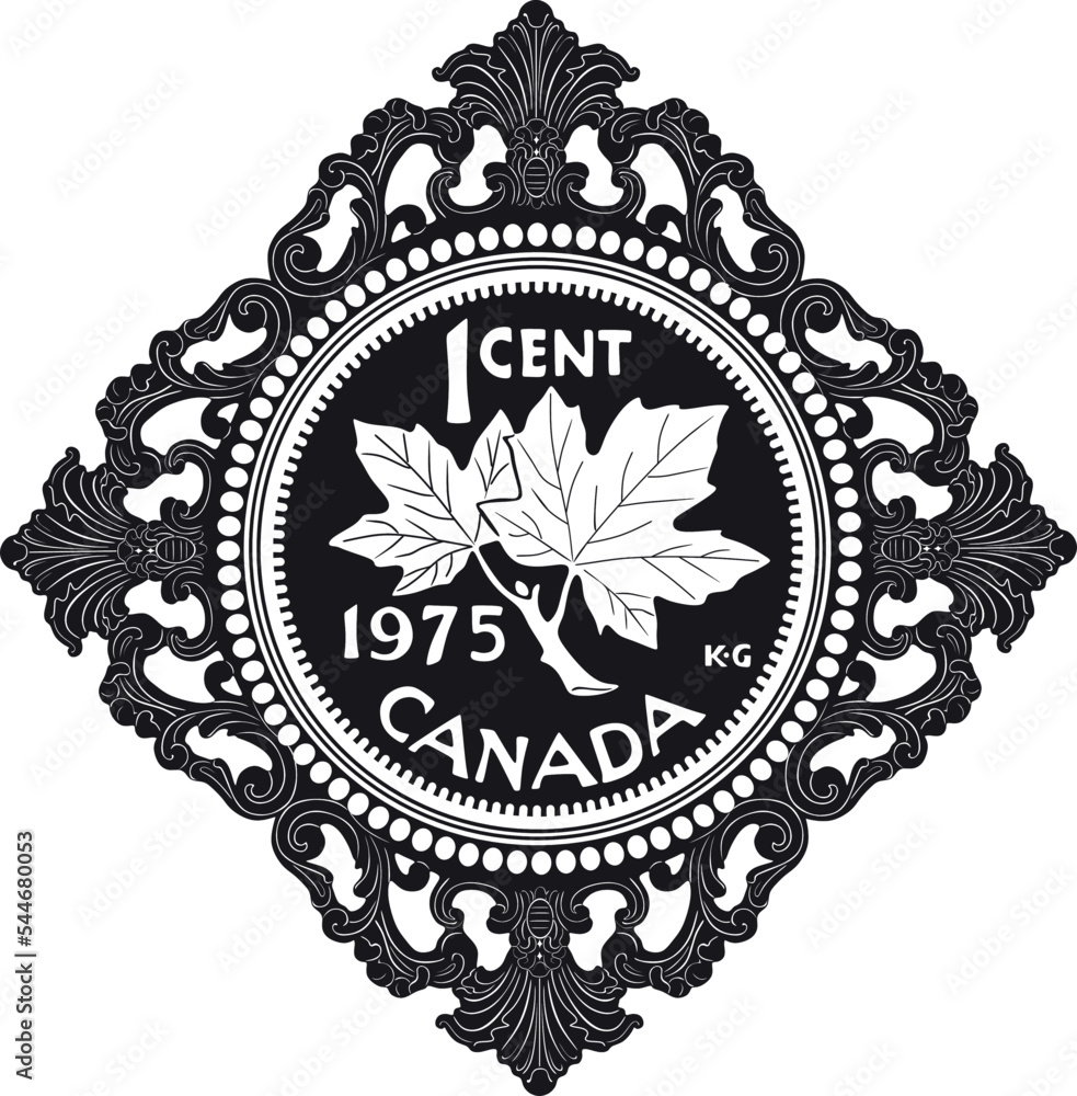 Fototapeta premium canada coin one cent dollar vector design with frame