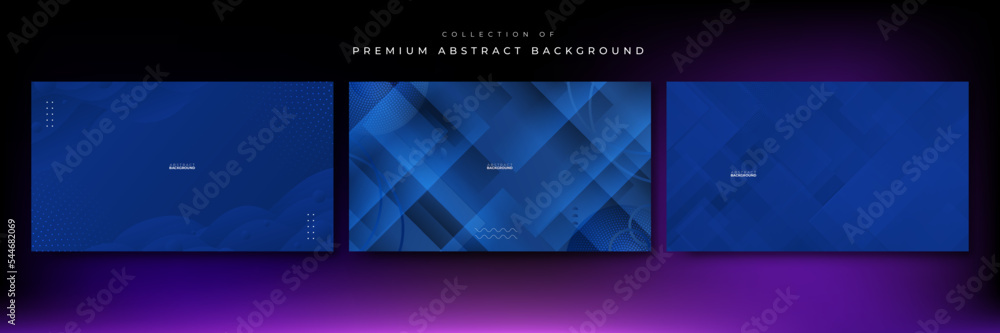Set of abstract dark blue background