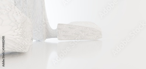 Obraz na płótnie Luxury white abstract architectural minimalistic background. Contemporary showroom. Modern exhibition stand. Empty gallery. Backlight. Polygonal Graphic Design. 3D illustration and rendering. w salonie