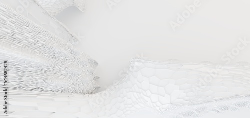 Obraz na płótnie Luxury white abstract architectural minimalistic background. Contemporary showroom. Modern exhibition stand. Empty gallery. Backlight. Polygonal Graphic Design. 3D illustration and rendering. w salonie