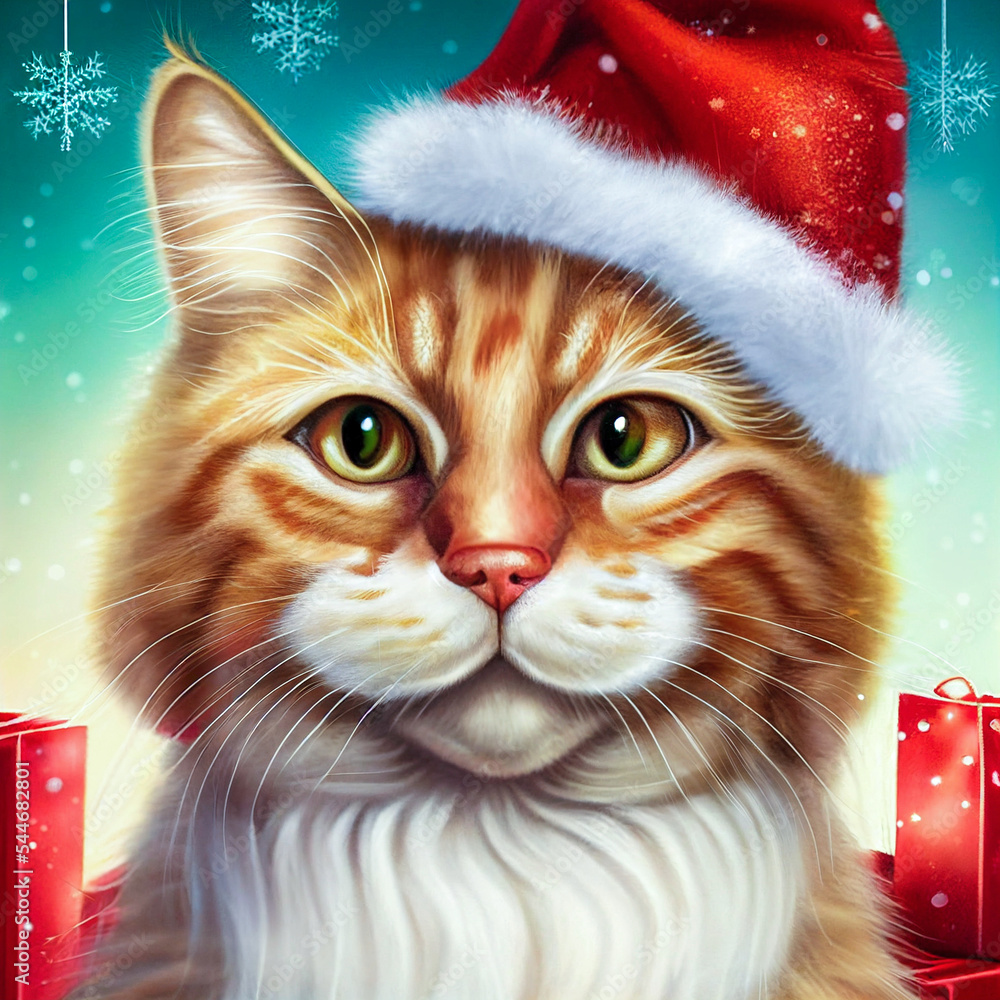 cat in christmas hat cat in christmas hat