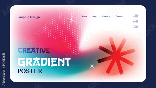 Gradient mash design for website, banner, poster, Web ui, placard, flyer with star, and trendy typography  