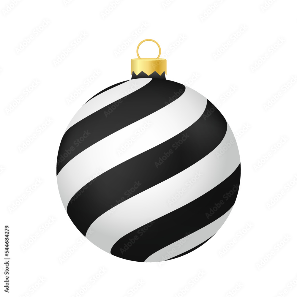 Black Christmas tree toy or ball Volumetric and realistic color illustration Black Christmas tree toy or ball Volumetric and realistic color illustration
