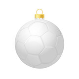 White christmas soccer ball icon for christmas tree
