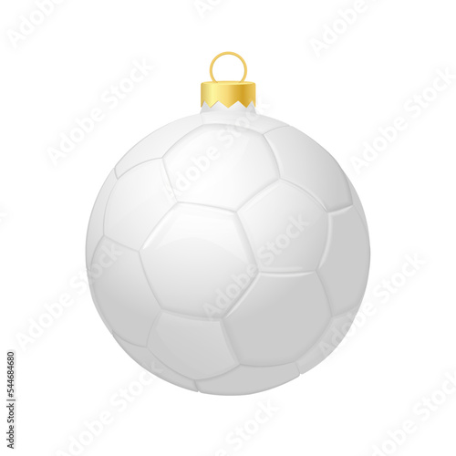 White christmas soccer ball icon for christmas tree