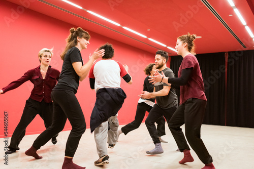 Group of theater students in expression class