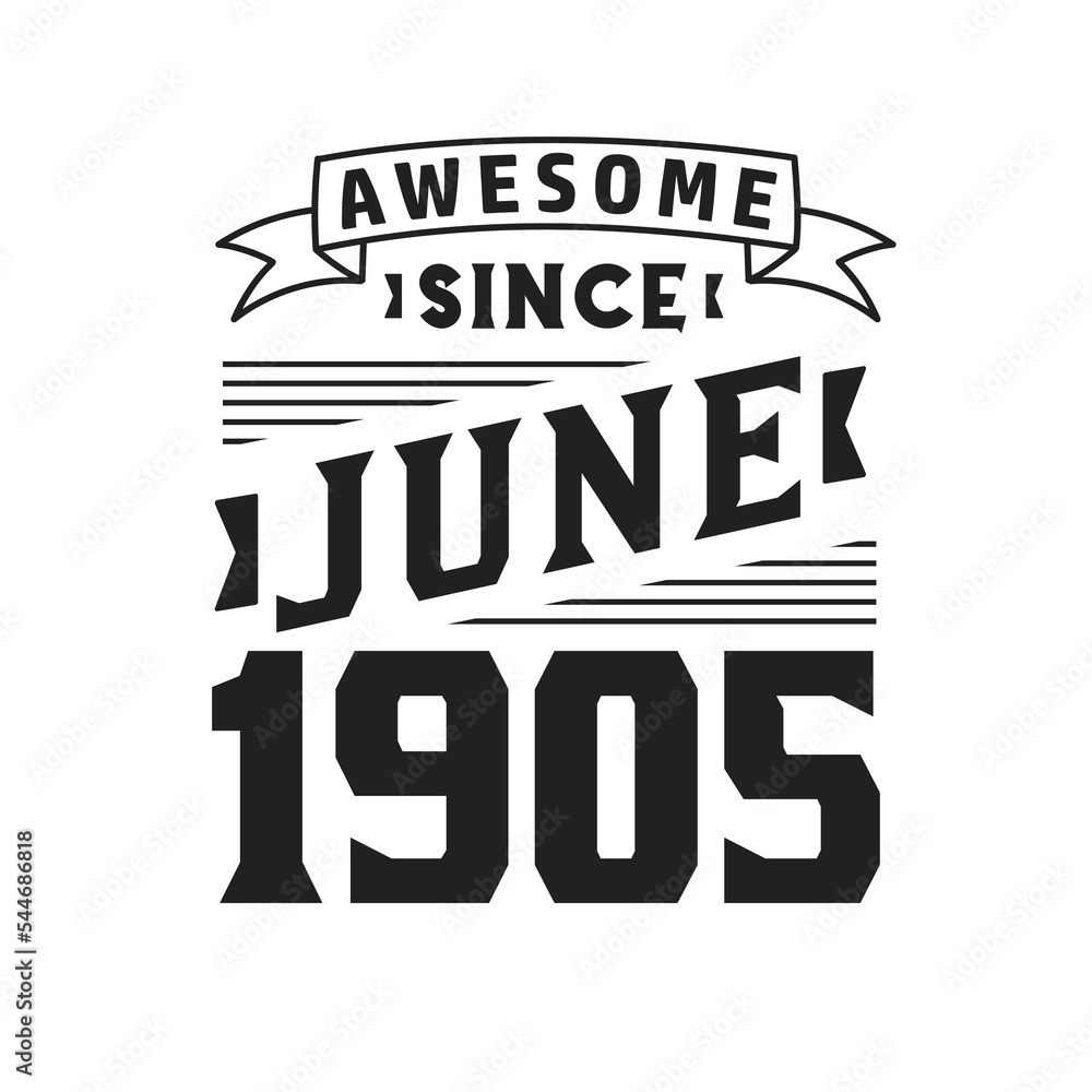 Awesome Since June 1905. Born in June 1905 Retro Vintage Birthday