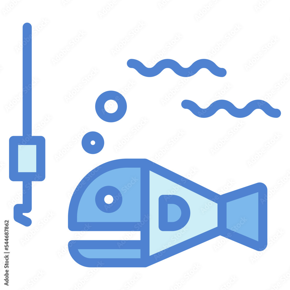 Fototapeta premium fishing two tone icon style