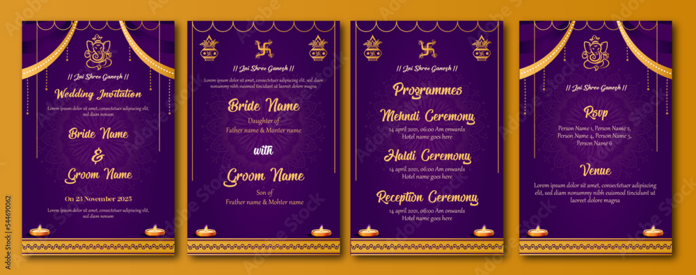 Vetor de Indian traditional wedding invitation card do Stock | Adobe Stock