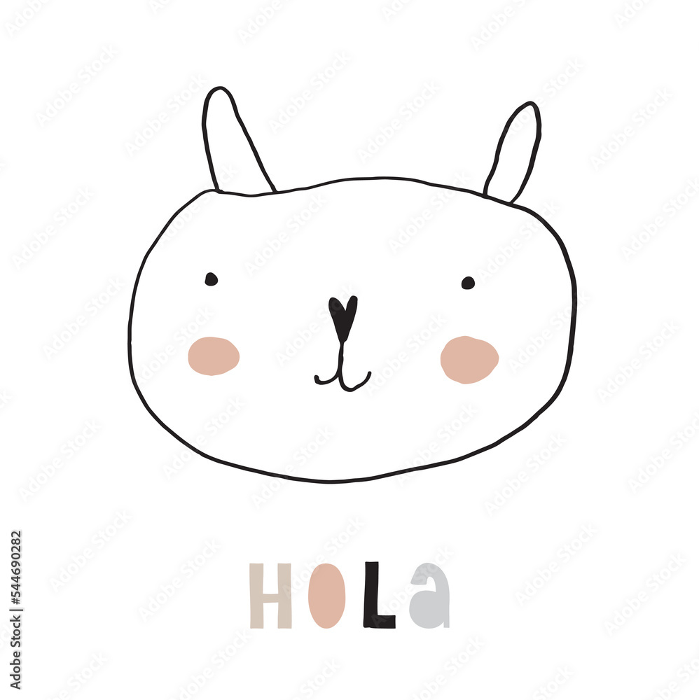 Cartoon Bunny. Simple Childish Style Vector Illustration with Happy ...