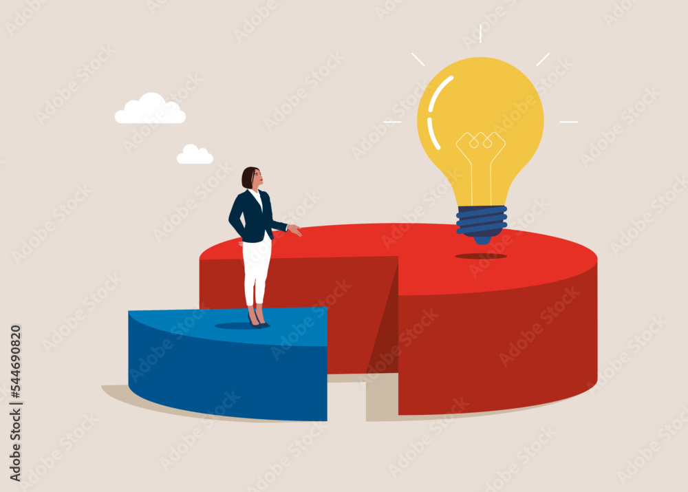 Working on 20 percent pie chart with trophy on 80 part. Minimum effort for big outcome, productivity to generate great result. Pareto principle. Flat modern vector illustration. Working on 20 percent pie chart with trophy on 80 part. Minimum effort for big outcome, productivity to generate great result. Pareto principle. Flat modern vector illustration.