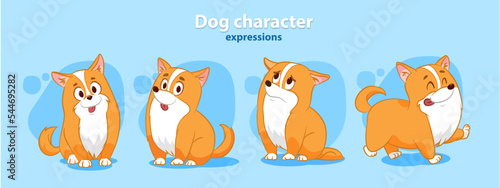 Cute dog character expressions