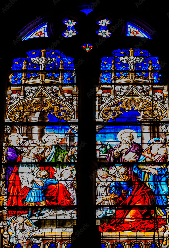 Stained glass of the cathedral of Santa María of Burgos, Castilla y León, Spain. Stained glass of the cathedral of Santa María of Burgos, Castilla y León, Spain.