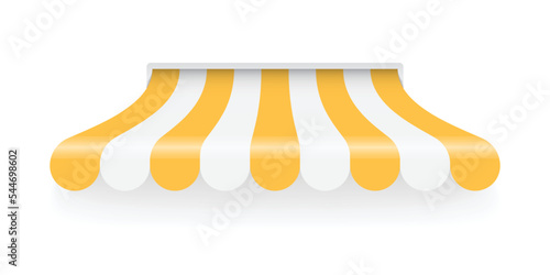 awning canopy for shops, cafes and street restaurants. vector striped yellow and white sunshade