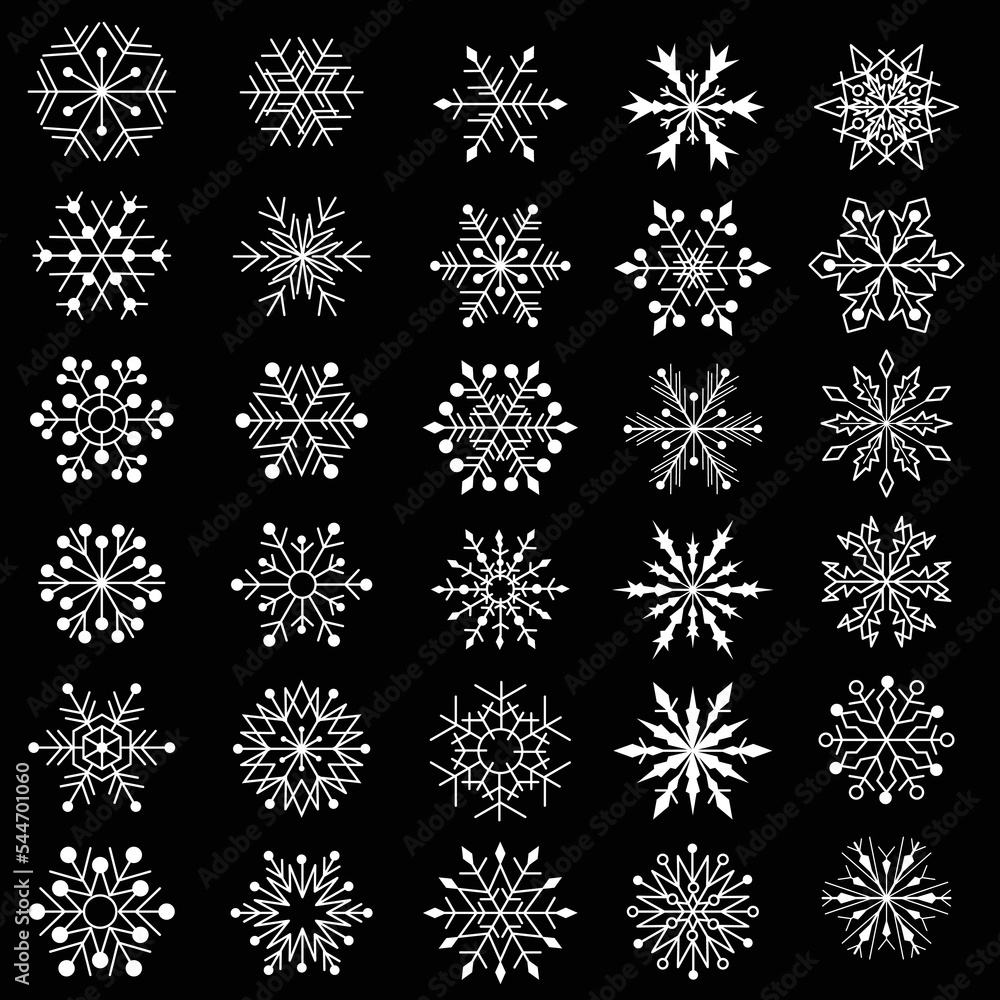 Snowflake set. Winter collection for your design. Snowflake icon, sign, symbol Snowflake set. Winter collection for your design. Snowflake icon, sign, symbol