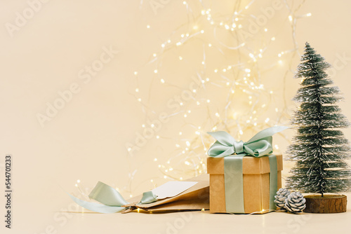 Fotografie Gift box with green bow
