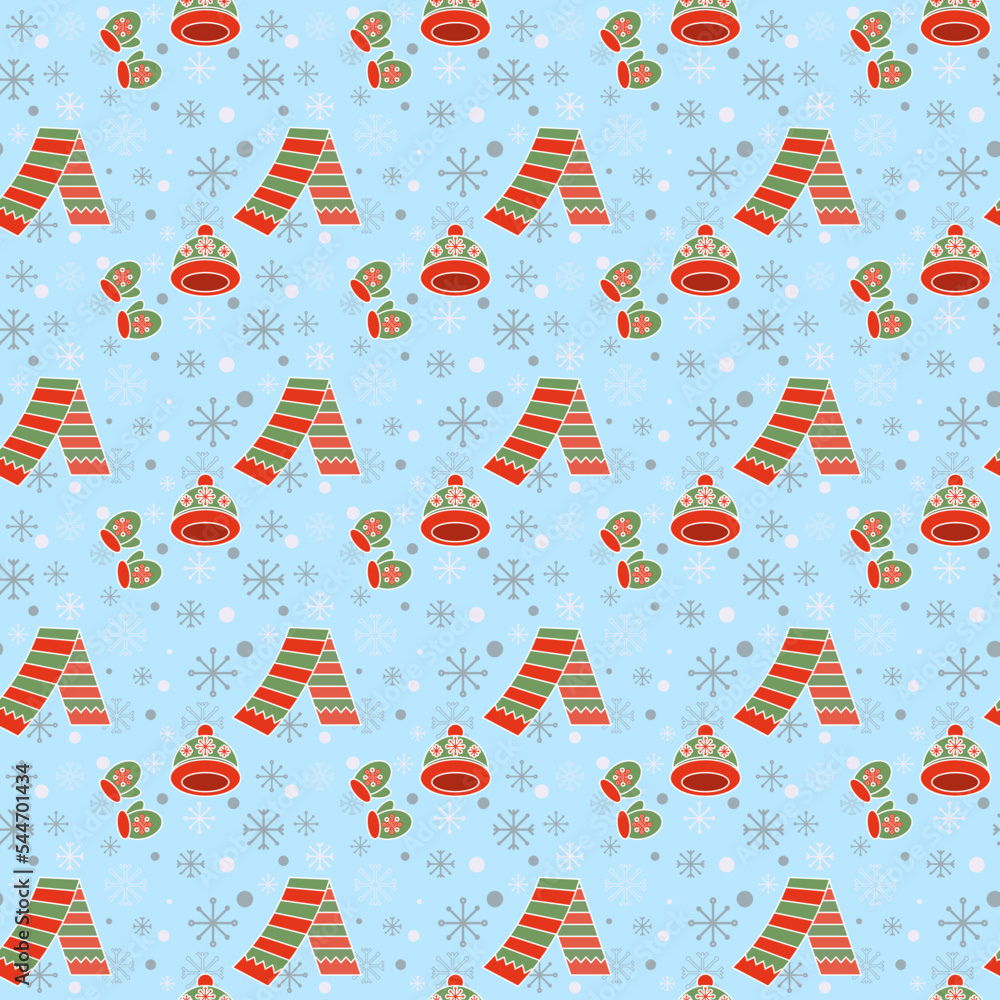Naklejka premium Seamless pattern with winter apparel
