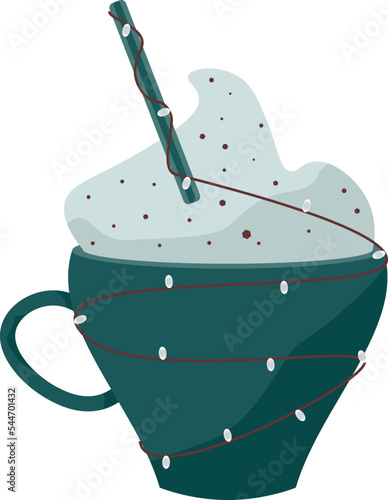 Cup of hot drink with foam