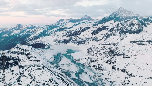 Aerial view of Tauernmoossee, Austria in winter. photo