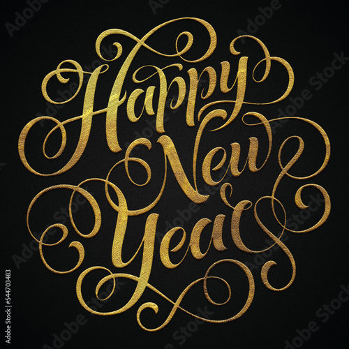 Happy new year golden calligraphy design banner