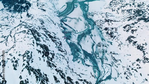 Aerial view of Tauernmoossee, Austria in winter. photo