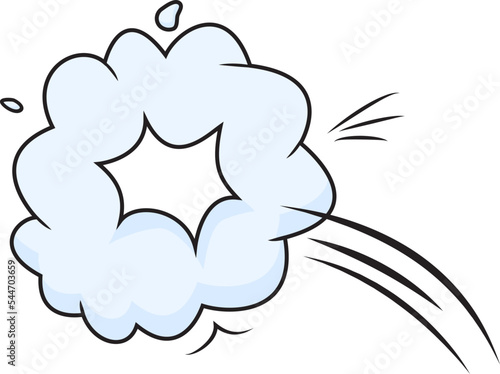 Cartoon cloud dust jump, comic speed effect, smoke wind vector icon. Motion puff, whoosh fly trail, power balloon. Sky ring illustration isolated on white background