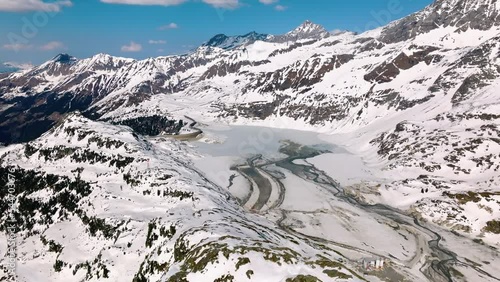 Aerial view of Tauernmoossee, Austria in winter. photo