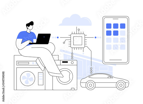 IoT development abstract concept vector illustration.