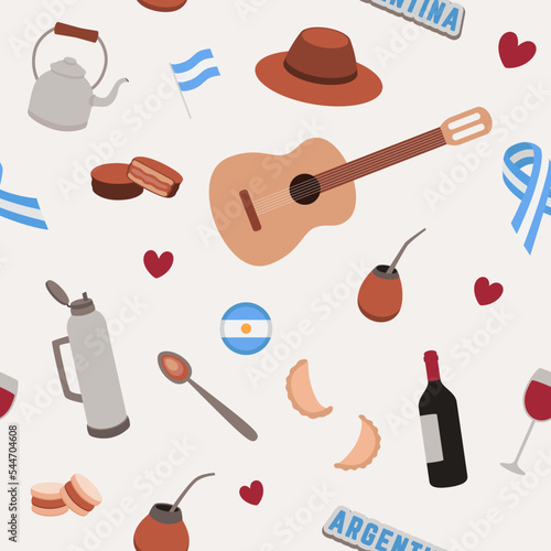 10 de Noviembre Dia de la Tradición Argentina. Patrón sin costuras. seamless pattern
