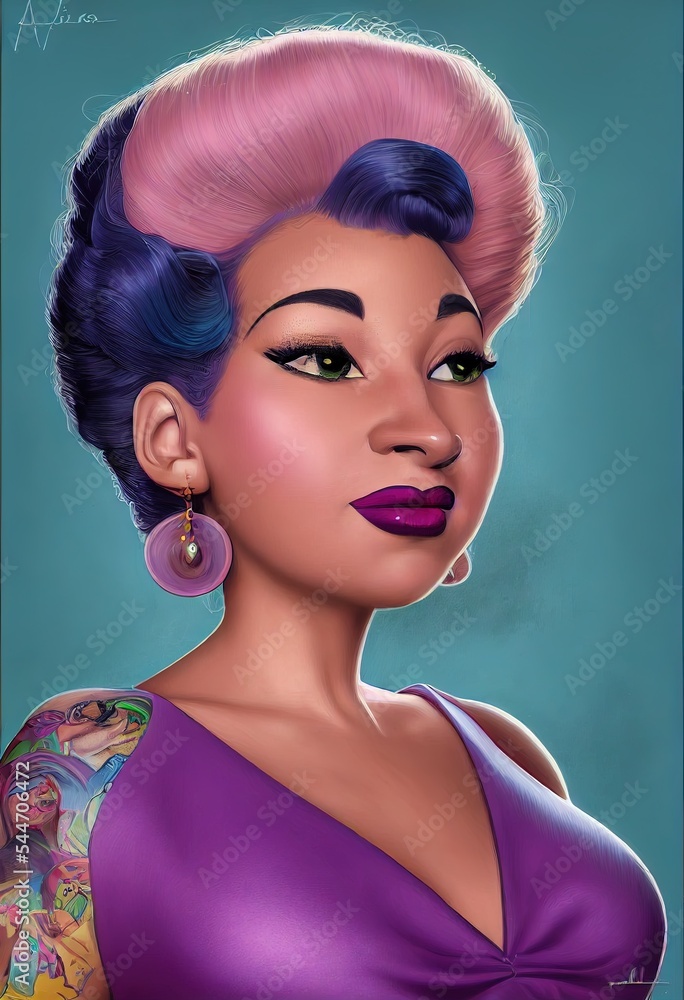 Fictional Pinups Character Illustration Generated With Artificial