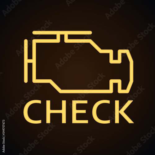 Error check engine on the dashboard of the car