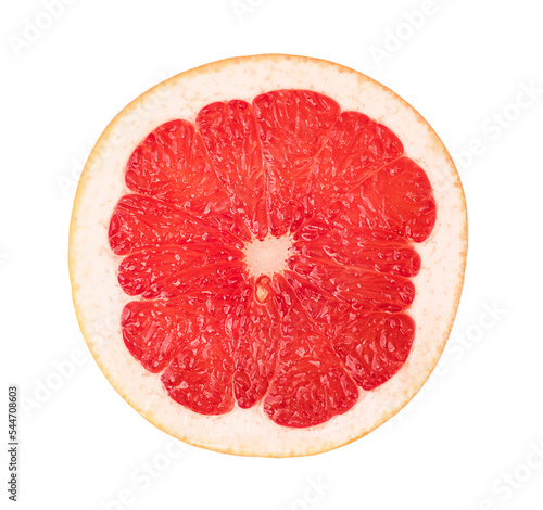 Grapefruit closeup circle isolated on white background