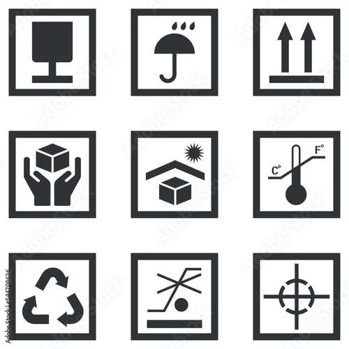 Set of flat icons for packing boxes
