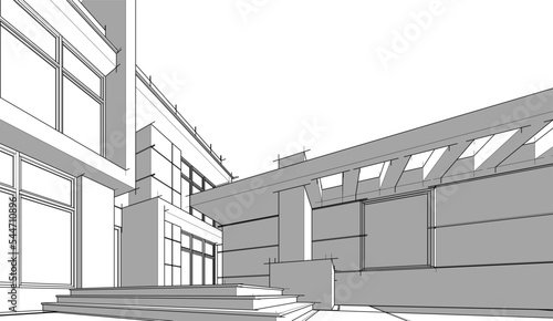 architectural sketch of a house